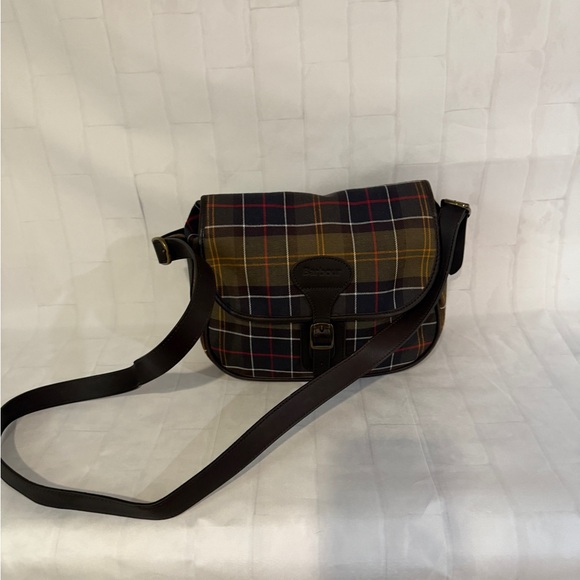 Barbour Tartan Messenger Bag - Brown and Yellow - Picture 8 of 10